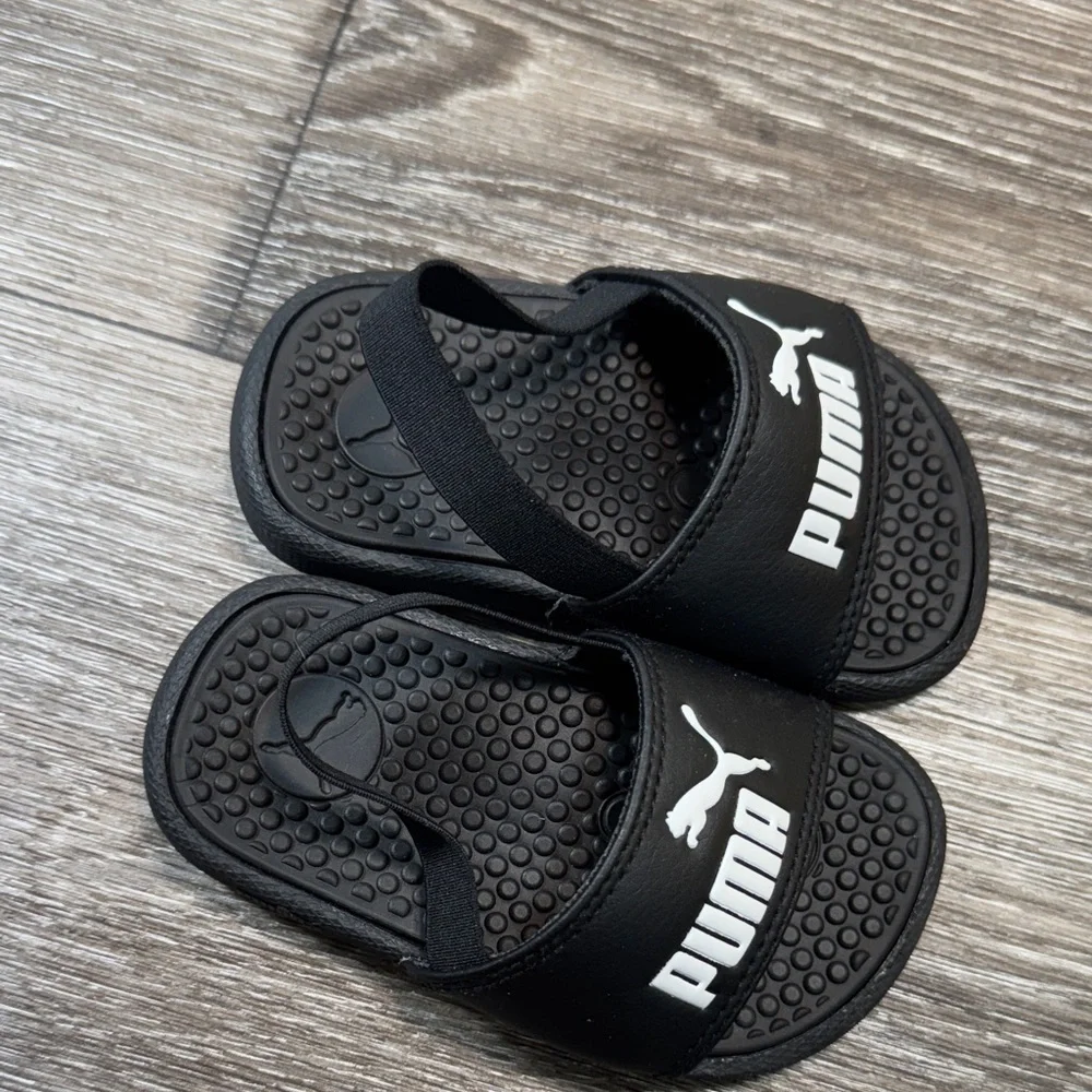 PUMA Unisex Toddler Cool Cat Backstrap Sandal - Black/White, Size 5 C (j170)